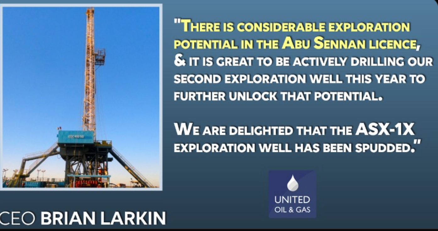 Egypte : United Oil & Gas vient d’annoncer qu'elle a commencé à forer le puits d’exploration ASX-1X de sa nouvelle campagne de forages sur la licence égyptienne Abu Sennan