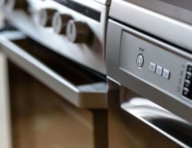 modern kitchen household appliances cooker washing machine