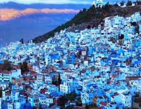 65211507 panorama of blue medina of chefchaouen, morocco.