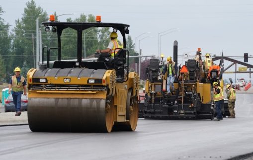 Civilian and active duty Airmen assigned to the 773d Civil Engineer Squadron perform roadway maintenance, repaving, and replacement of concrete pads on the runway areas on Joint Base Elmendorf Richardson, Alaska, Aug. 1, 2019. Civil engineer Airmen keep military facilities, utilities, roadways and runways in peak condition to support the diverse and challenging missions demanded of America's Air Force every day. (U.S. Air Force photo/Justin Connaher). Original public domain image from Flickr