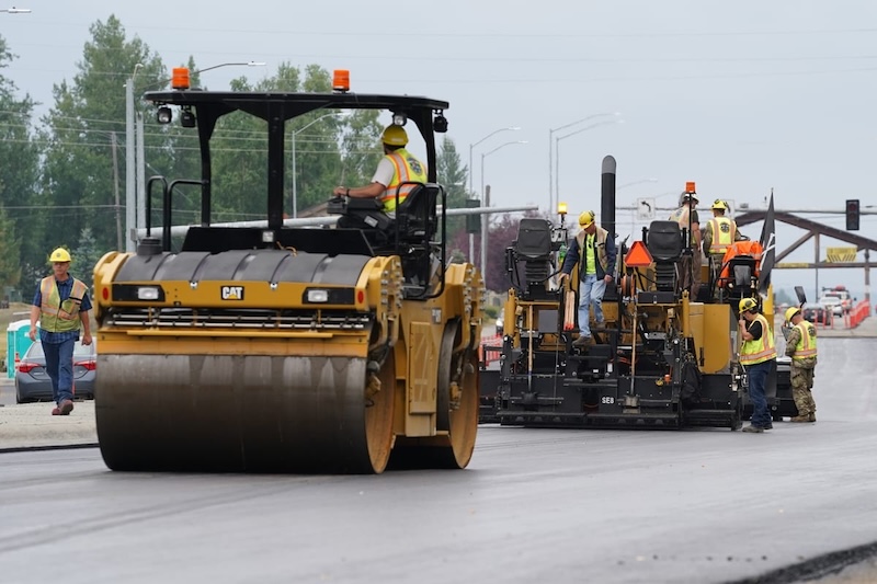 Civilian and active duty Airmen assigned to the 773d Civil Engineer Squadron perform roadway maintenance, repaving, and replacement of concrete pads on the runway areas on Joint Base Elmendorf Richardson, Alaska, Aug. 1, 2019. Civil engineer Airmen keep military facilities, utilities, roadways and runways in peak condition to support the diverse and challenging missions demanded of America's Air Force every day. (U.S. Air Force photo/Justin Connaher). Original public domain image from Flickr
