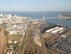 Maputo–Katembe bridge from the norther shore July 2018